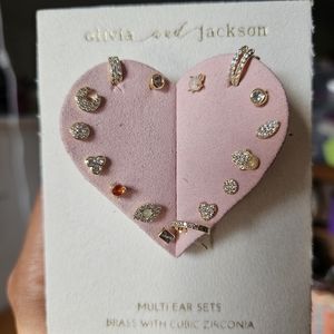 Olivia and Jackson Multi Ear Sets Brass with Cubic Zirconia
